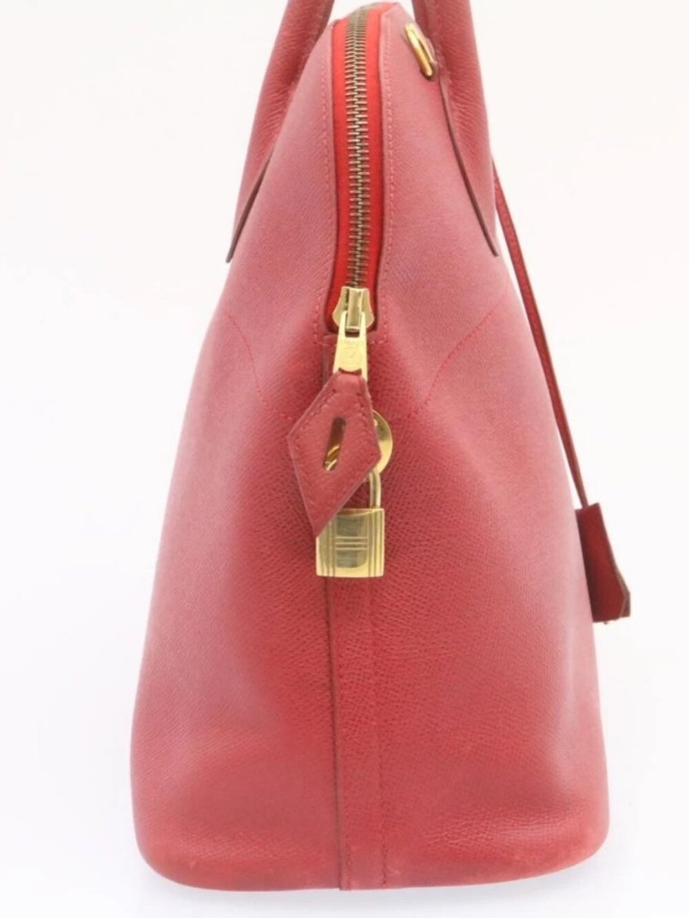 HERMES Bolide 37 Hand Bag Leather Red Auth nh122SAM - Picture 4 of 16